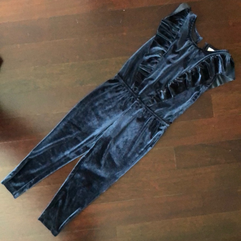 Cat & Jack Blue Velvet Ruffled jumpsuit